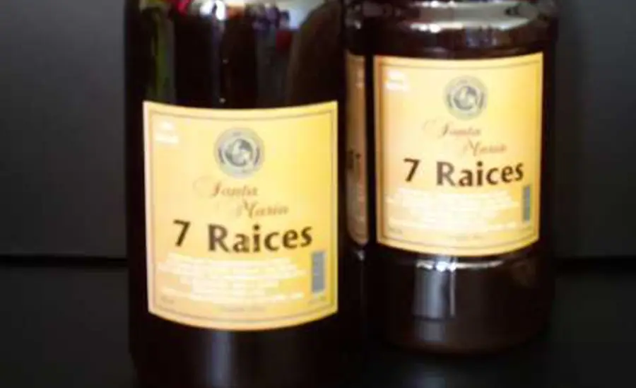 Bottle of siete raices, one of the most popular drinks in the jungle.