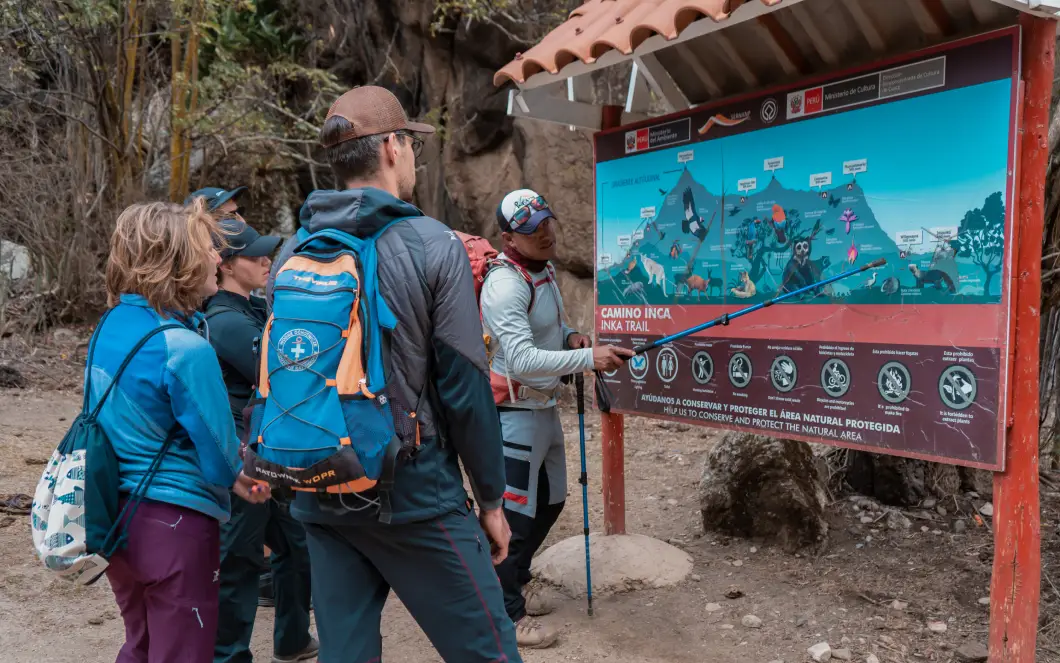 Exploring the entrance to the inca Trail to Machu Picchu