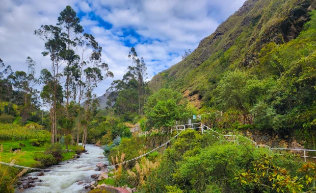 Paisaje verde en el Camino de Lares