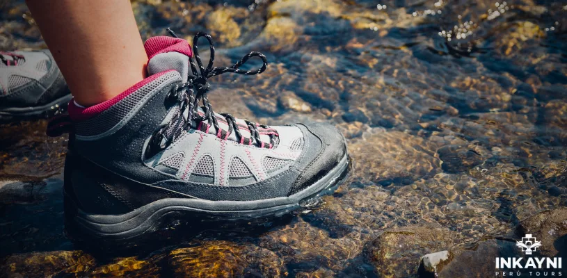 Trekking shoe in the middle of the jungle