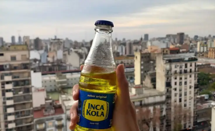 Inca Kola in glass bottle.