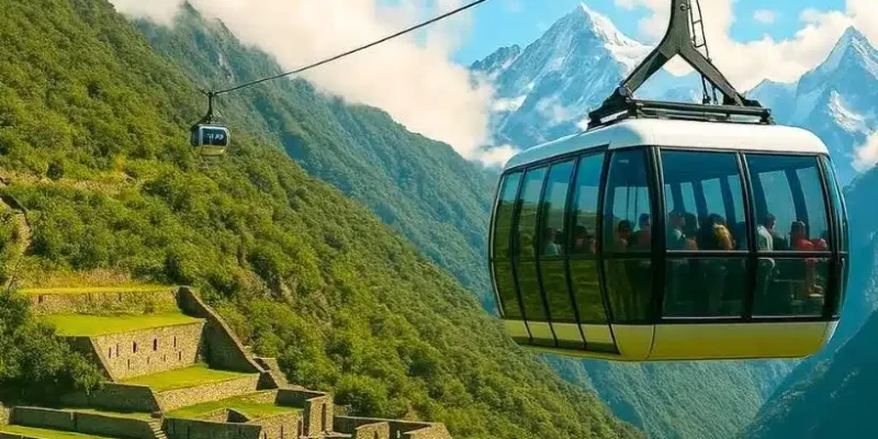 Possible future Choquequirao cable car crossing the Apurimac canyon toward the Inca site