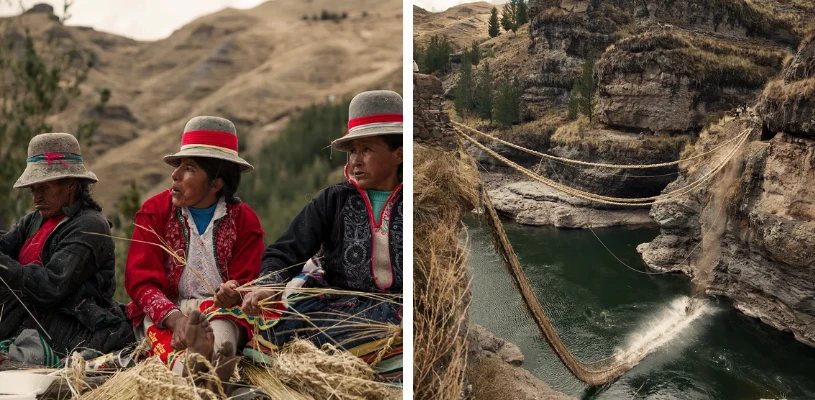 On the second day of the renovation of the Qeswachaka Inca suspension bridge