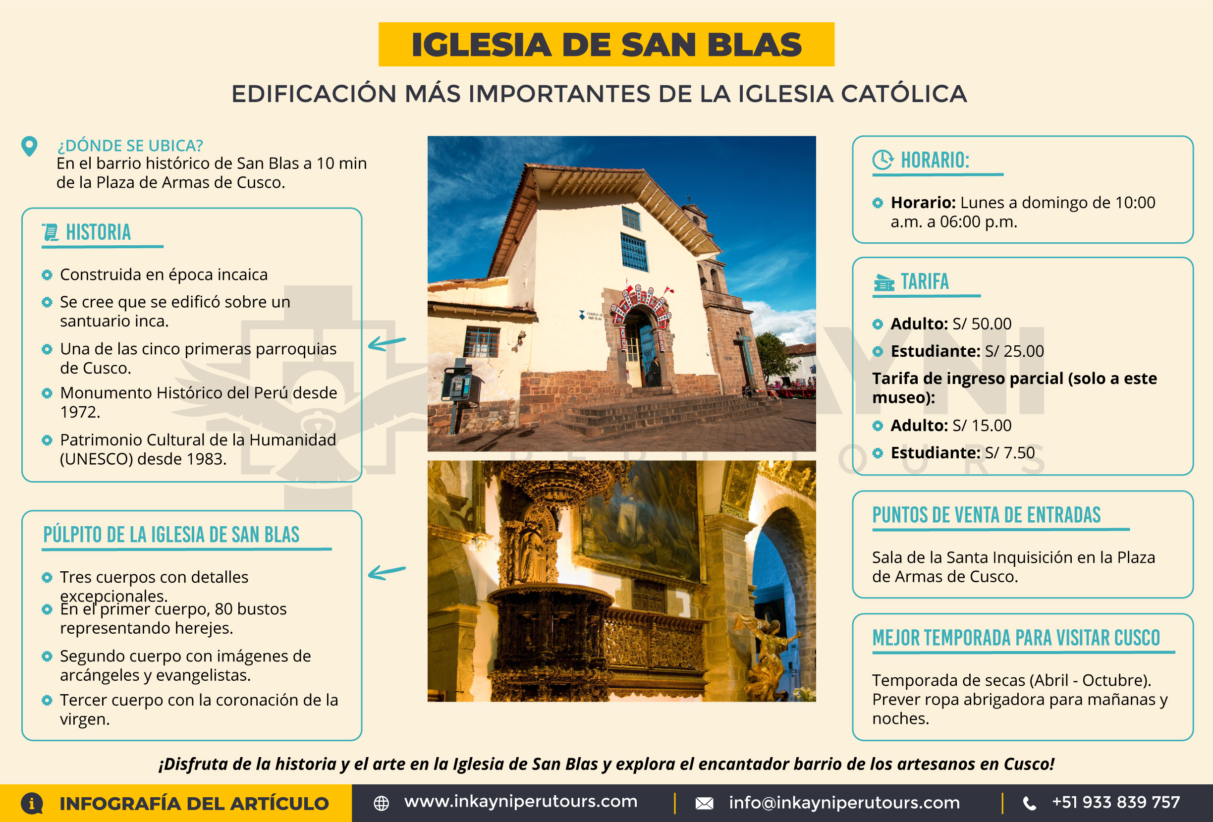 Infografia Inkayni| IGLESIA DE SAN BLAS, UNA DE LAS EDIFICACIONES MÁS IMPORTANTES DE LA IGLESIA CATÓLICA