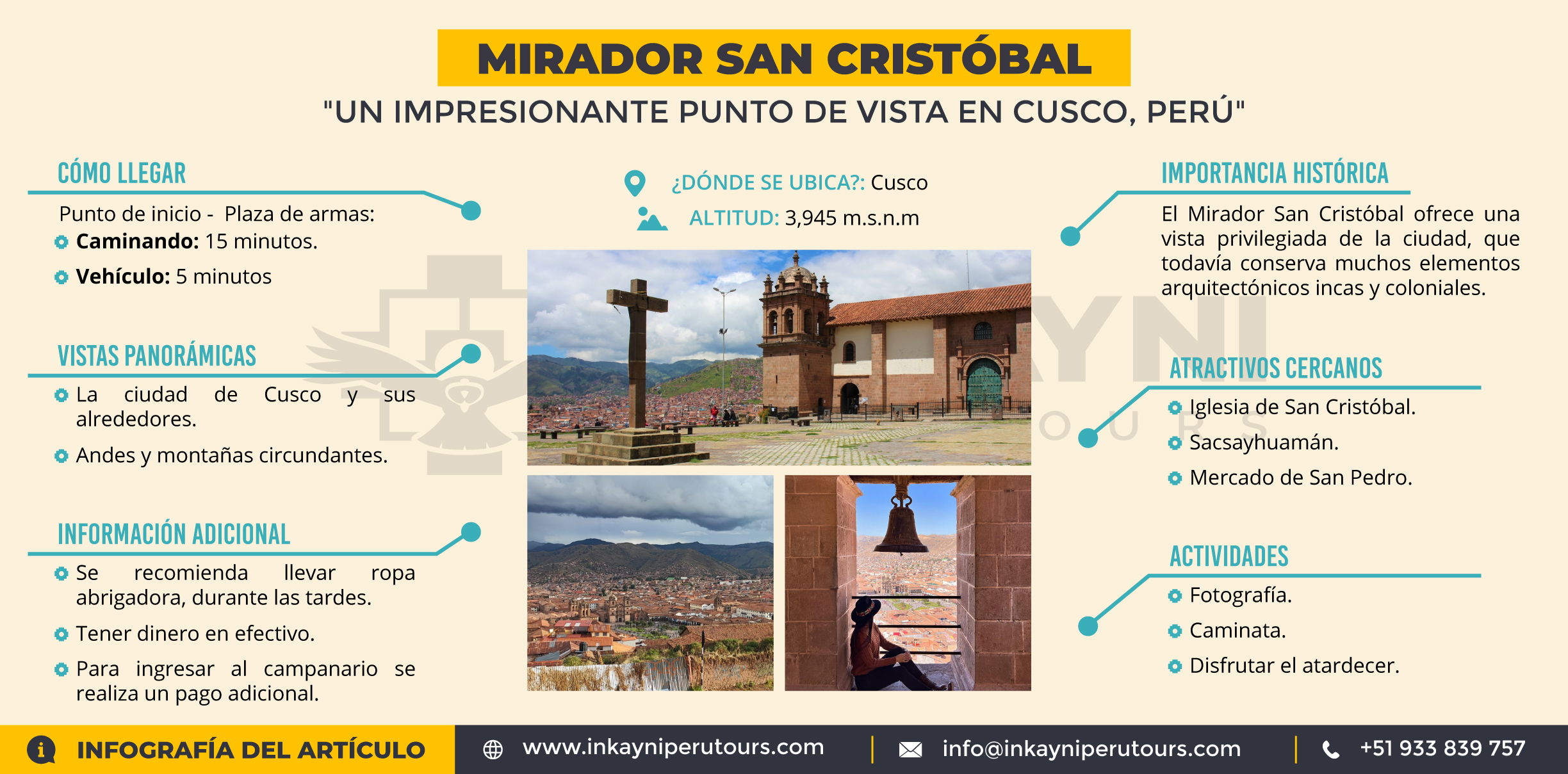 Infografias Inkayni| Mirador San Cristóbal en Cusco: Un imprescindible para tu visita a la ciudad.