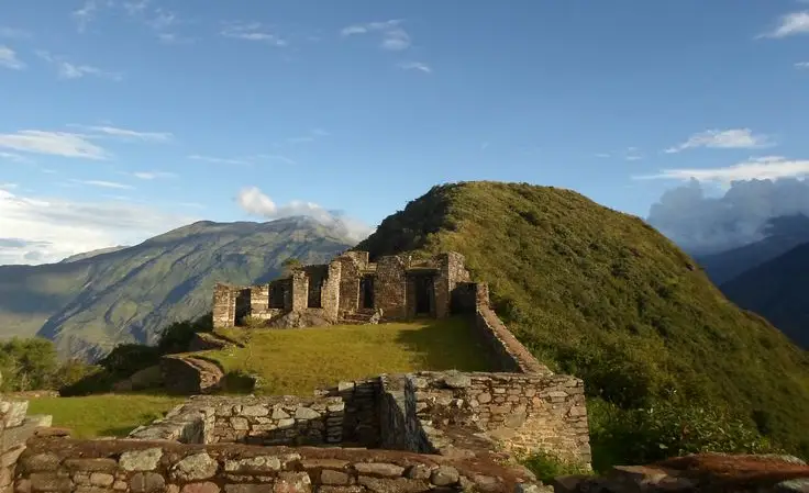 Choquequirao History: Stone wall detail at Choquequirao archaeological site in Peru often compared with Machu Picchu