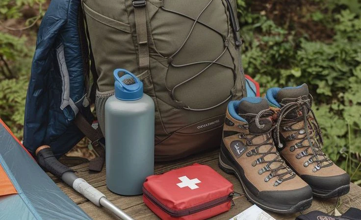 First aid kit and medical supplies laid out for hiking, a smart packing item for Choquequirao for beginners in Peru.