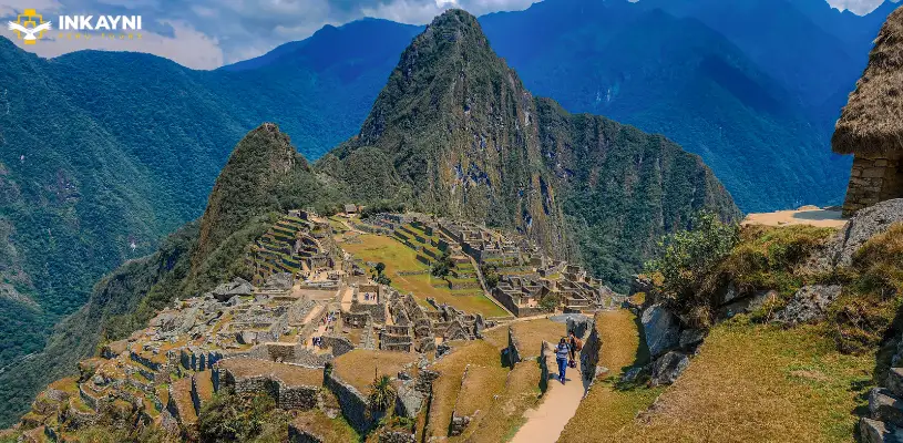 Panoramic view of Machu Picchu from a high section of the circuit