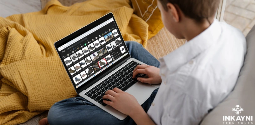 A traveler searching for trekking shoe prices on the web