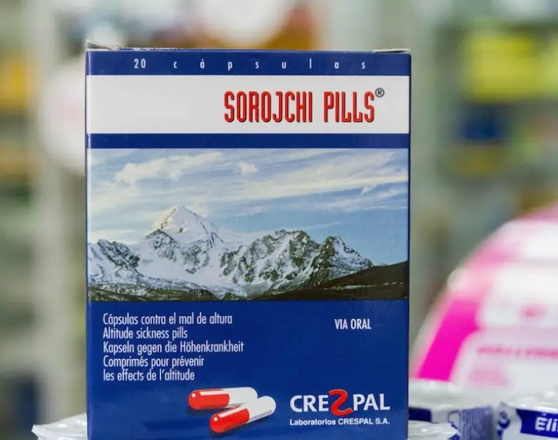Cusco Altitude Sickness: Box of Sorojchi Pills for altitude sickness in the Andes, Cusco, Peru