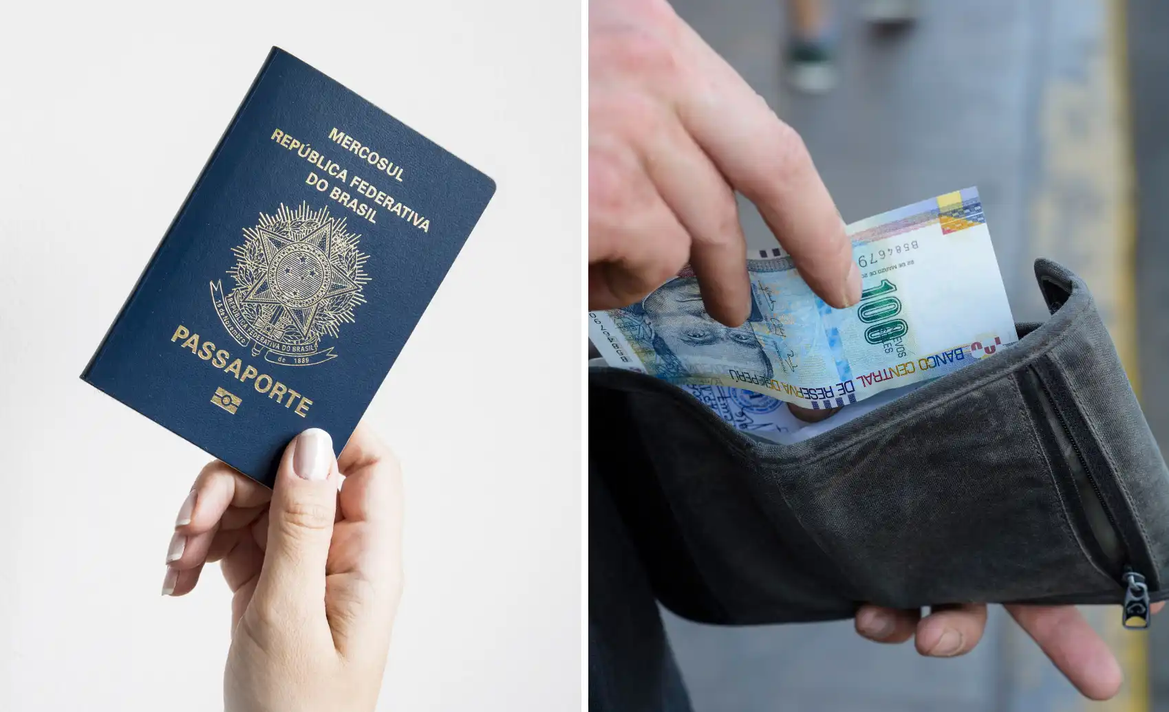 pasaporte y dinero efectivo en la moneda nacional de perú.