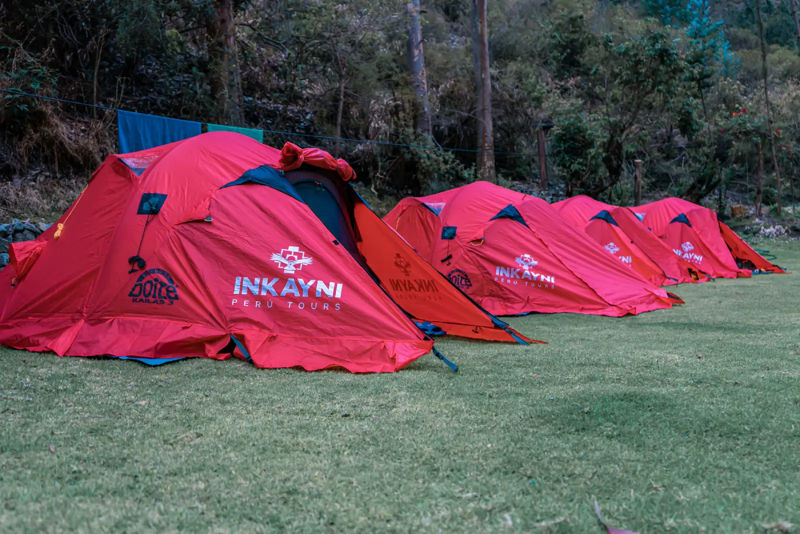 Ayapata campsite tents on the regulated Inca Trail section of the combined route