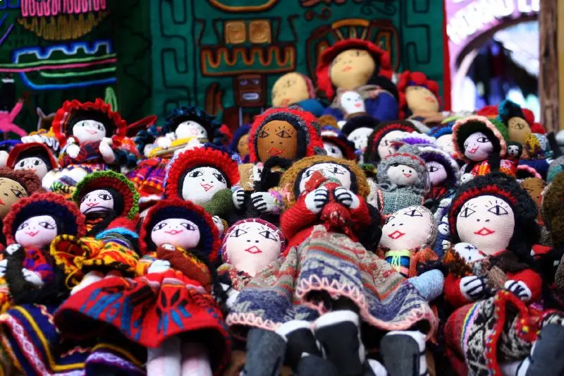 Andean artisan dolls at Pisac Market in the Sacred Valley