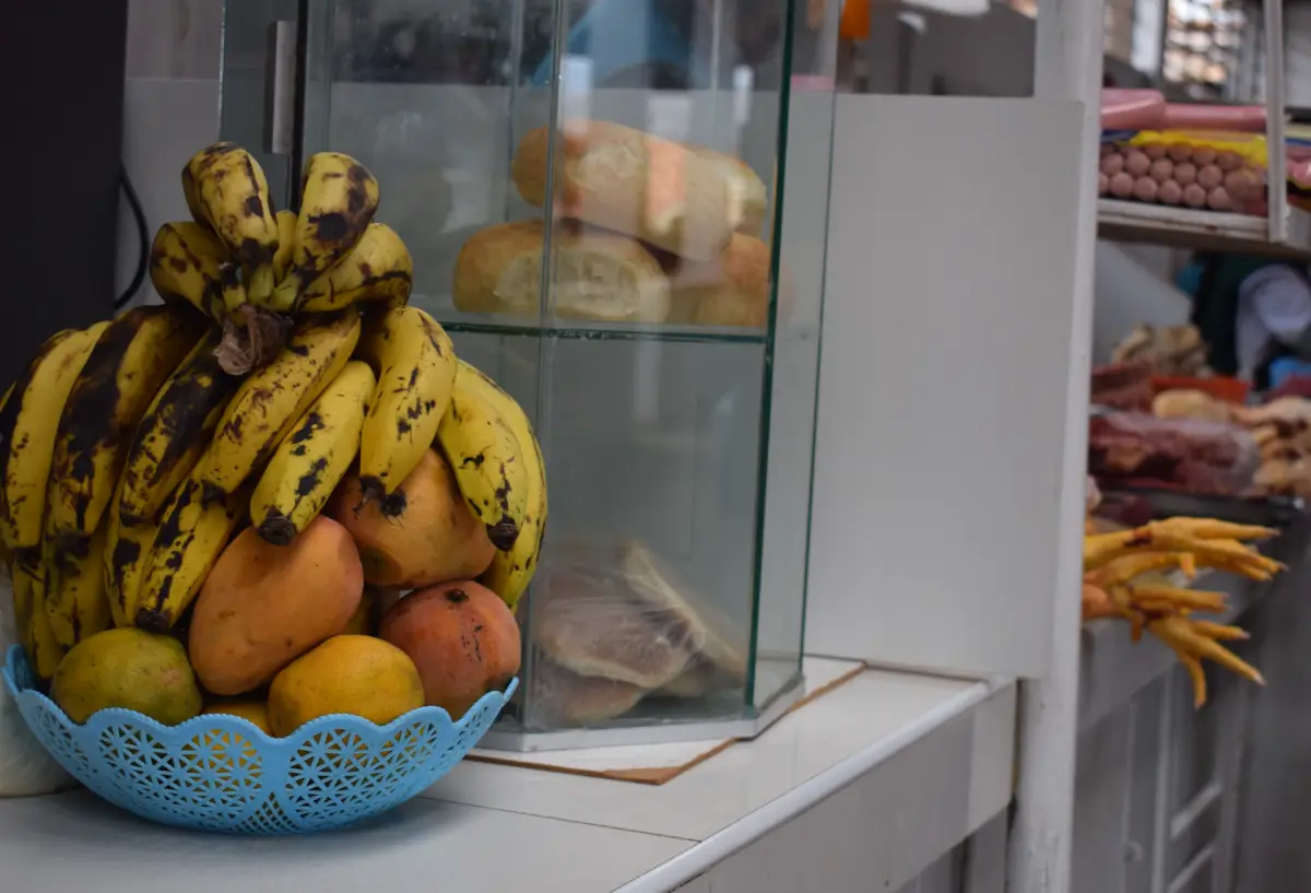 Breakfast stall inside San Blas Market in Cusco