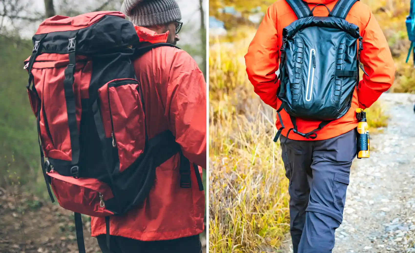 viajeros con mochilas de diferentes tamaños, dependiendo de sus necesidades.