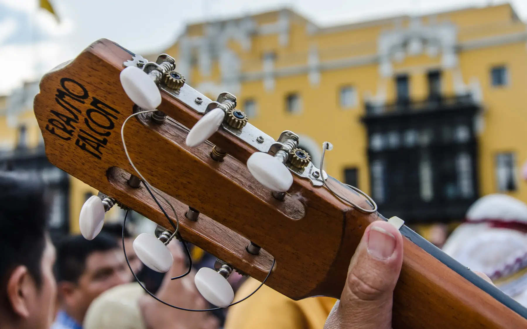 holy week in peru acoustic guitar procession singing in the air