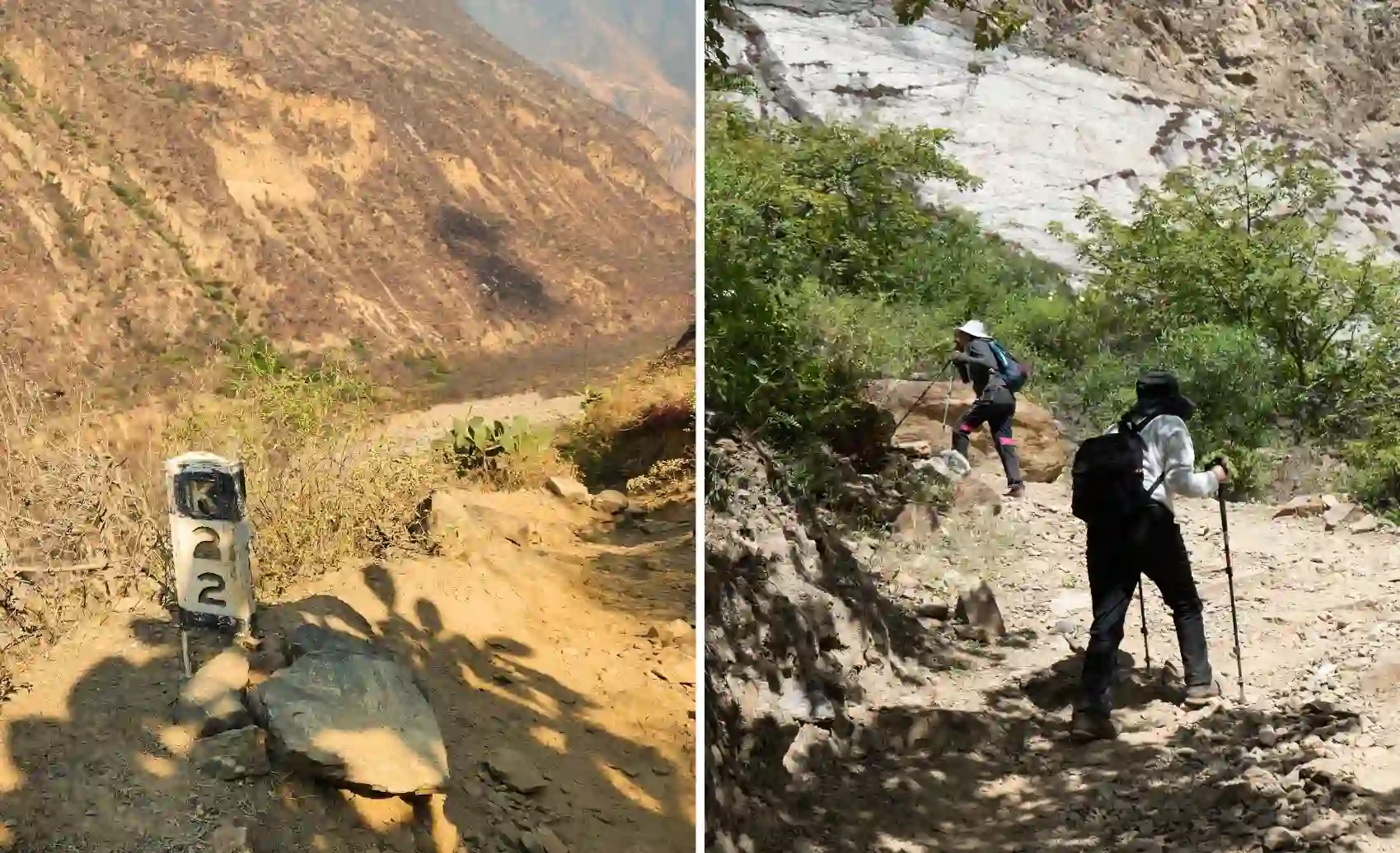 viajeros recorriendo los tramos de menor altitud en la ruta de choquequirao trek.