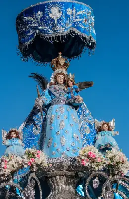 Virgen de Natividad, in the middle of a procession